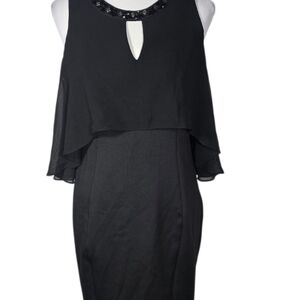 SLNY Black Layered Midi Dress